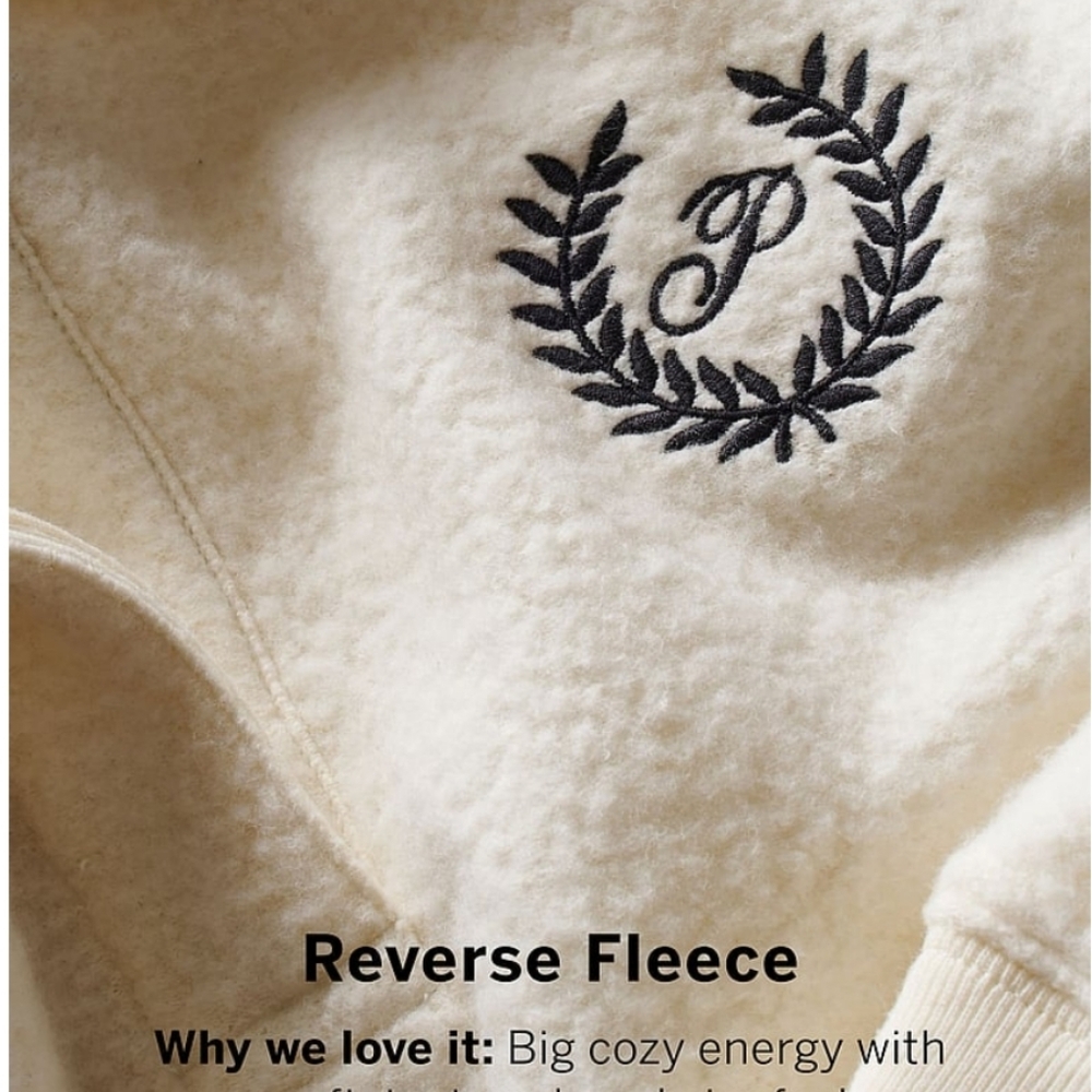 Victoria's Secret PINK Cream Reverse Fleece Cropped Sweatshirt NWT SZ XL‎ - Picture 6 of 11